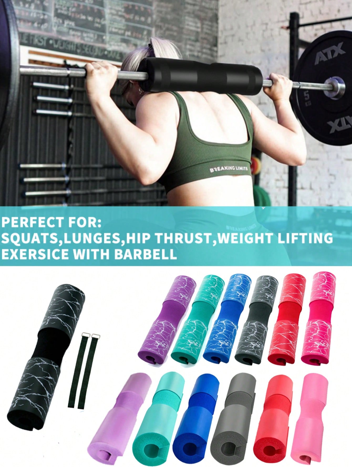 Hip Thrust Pad - Foam Sponge Barbell Squat Pad Soft