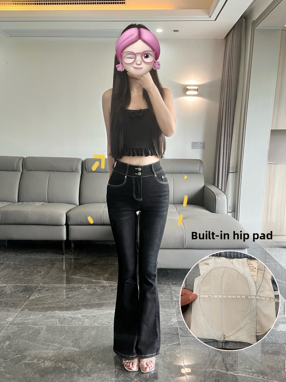 Hip Thrust Pad - High Waist Bell Bot Jeans Women's